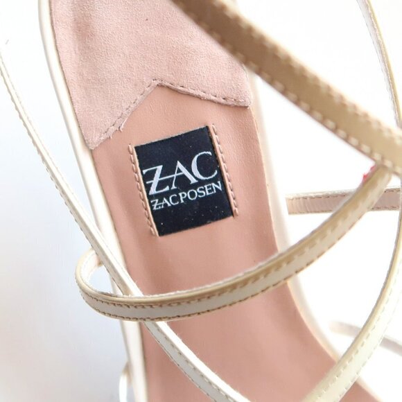 Zac Posen Angie White Patent Leather Strappy Square Toe Sandals Summer Shoes 8 - Picture 9 of 16